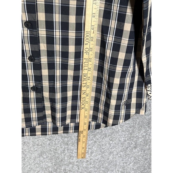 Isaac Mizrahi Live! Long Sleeve Button Up Shirt Top Womens Size 12 Plaid Floral - Picture 9 of 9